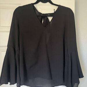 H&M Sheer Flowy Tie-Back Long Sleeve Blouse